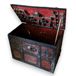 A so-called ‘corsair’s chest’ made of riveted, armoured iron