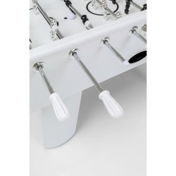 White table football table with black and silver figures