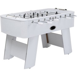 White table football table with black and silver figures