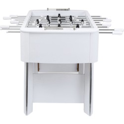 White table football table with black and silver figures