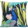 Peacock-print cushion