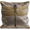 Brown dragonfly embroidered cushion