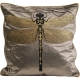 Coussin brodé libellule marron