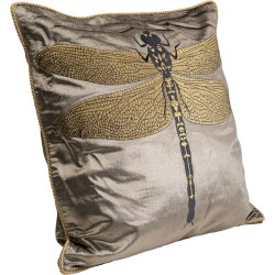 Brown dragonfly embroidered cushion