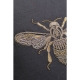 Coussin brodé abeille noir