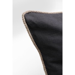 Black bee-embroidered cushion