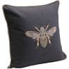 Black bee-embroidered cushion