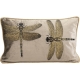Coussin brodé libellule marron