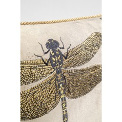 Brown dragonfly embroidered cushion