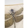 Brown dragonfly embroidered cushion