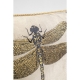 Coussin brodé libellule marron