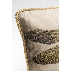 Brown dragonfly embroidered cushion