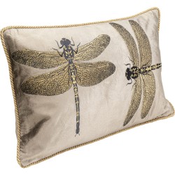 Brown dragonfly embroidered cushion