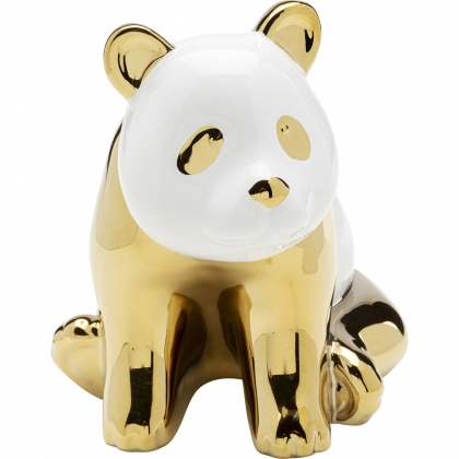 Panda en céramique blanche et dorée