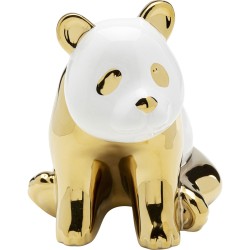 Panda en céramique blanche et dorée