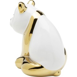 Panda en céramique blanche et dorée