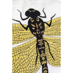 White embroidered dragonfly cushion