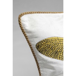 White embroidered dragonfly cushion