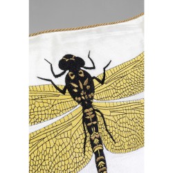 White embroidered dragonfly cushion