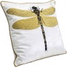 White embroidered dragonfly cushion