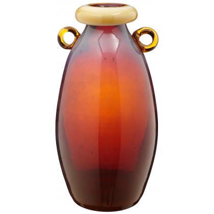 Vase Murano mauve et orange à anses