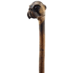 Monoxyl walking stick with an English bulldog head