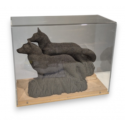 Sculpture "Couple de loups" signé GICÉ 13