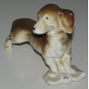 Sculpture Chien \"Basset\", en porcelaine brune.