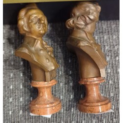 Paire de bustes en bronze signés H. MÜLLER