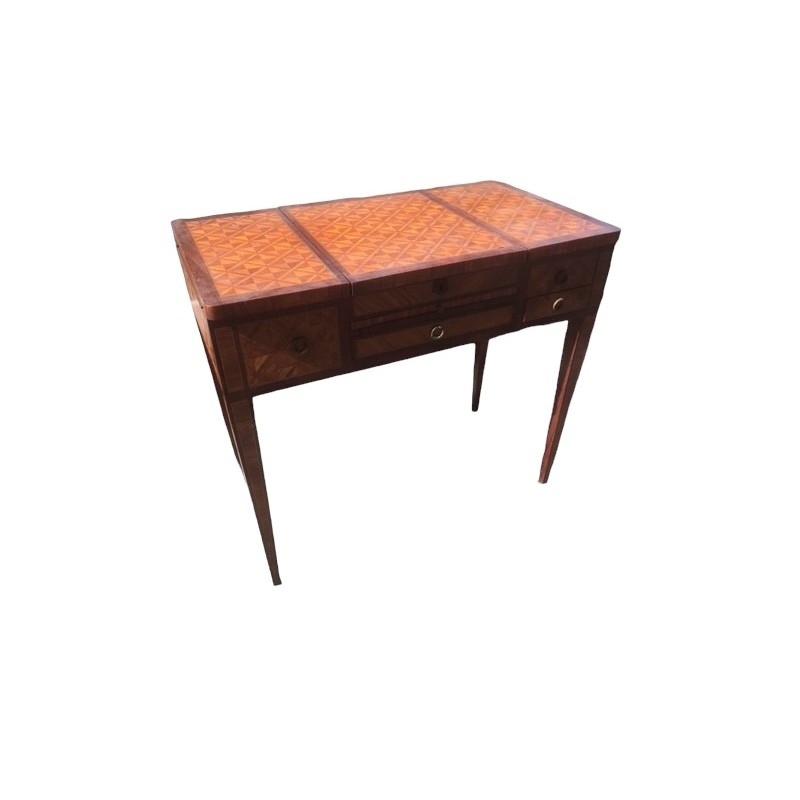 Directoire-style dressing table with diamond-pattern inlay
