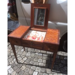 Directoire-style dressing table with diamond-pattern inlay