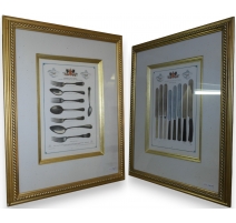 Paire de gravures "Couteaux, Fourchettes"