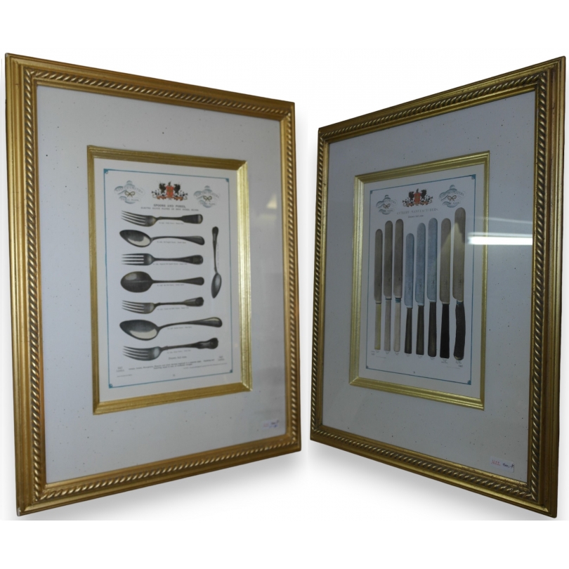 Paire de gravures "Couteaux, Fourchettes"