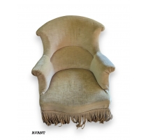 Fauteuil crapaud en velours crème