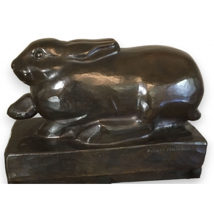 Bronze "Grand lièvre courant" signé Robert HAINARD
