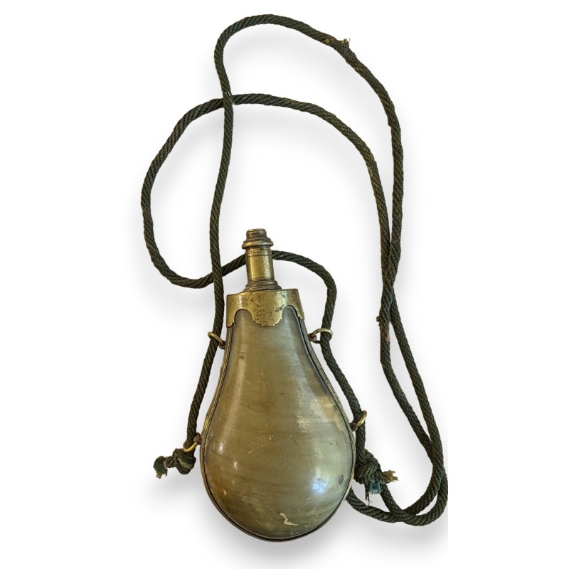 Horn and brass powder flask