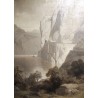 Tableau sépia \"Lac des 4 Cantons\" signé G. CLOSS