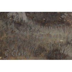Tableau sépia \"Lac des 4 Cantons\" signé G. CLOSS