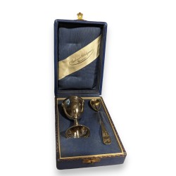 Coquetier et sa cuillère en argent