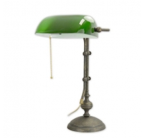 Lampe de banquier en laiton patiné et globe vert