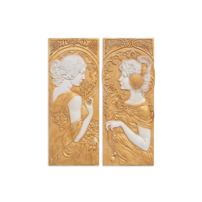 Paire de plaques style Art Nouveau en résine