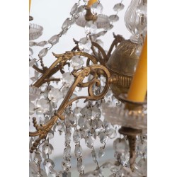 Lustre en bronze doré à 9 bras