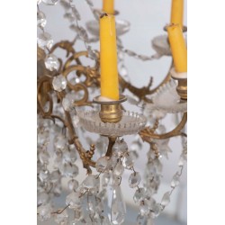 Lustre en bronze doré à 9 bras