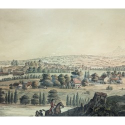 Gravure "Vue de Genève" par BRUN le cadet