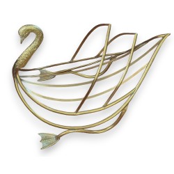 Porte revue en forme de cygne en bronze
