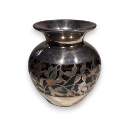 Brown glass vase with silver overlay by SPAHR