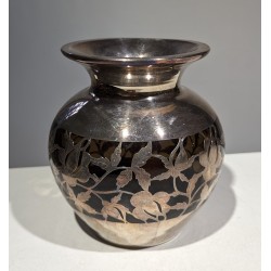 Vase en verre brun avec overlay en argent SPAHR