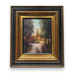 Tableau \"Bruges\" signé DELSALLE