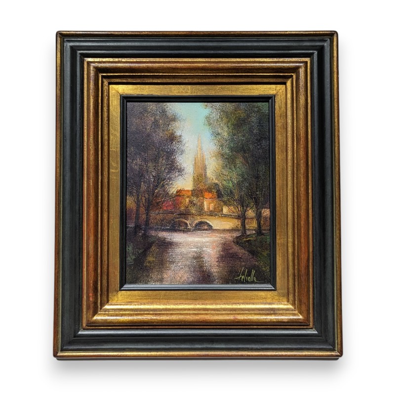 Tableau \"Bruges\" signé DELSALLE