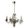 Lustre en bois sculpté peint polychrome